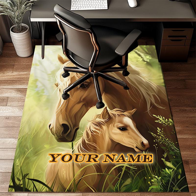 1PC Custom Name Horse Foal Nature Theme Floor Mat Ideal for Living Room, Game Rooms, Office, Bedroom Floor Mat Playful Design