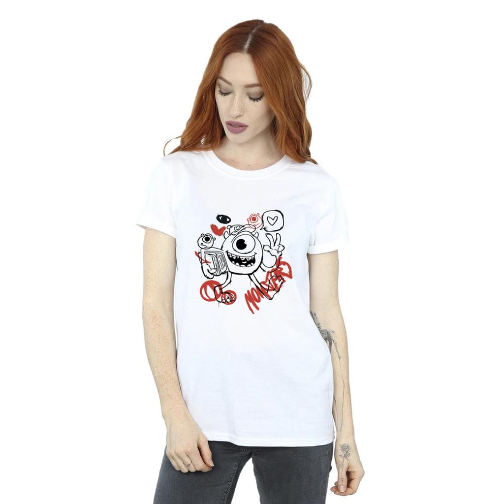 Monsters Inc Womens/Ladies Mike Graffiti Cotton Boyfriend T-Shirt