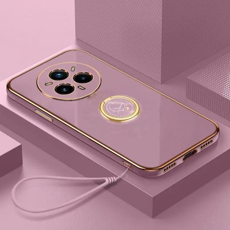for Realme 14 Pro Plus Lanyard Case Ring Holder Soft Silicone Plating Case for Realme 14 14Pro Lens Protection Back Cover