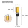 1/3/4pc 1/4 Inch 6.35mm Shank Template Trim Hinge Mortising Router Bit Straight End Mill Trimmer Cleaning Flush Trim Tenon Cutter for Woodworking