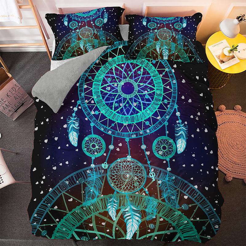 Dreamcatcher Duvet Cover Set Psychedelic Bohemian 3D Print King Queen Polyester Comforter Cover for Kids Boys Girls Bedding Set