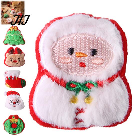 Soft Skin Friendly Cat Toys Christmas Toy, Plush Santa Claus Snowman Elk Tree Claw Scratching Chew Bite Interactive Pet Enrichment Toy for Indoor Cats