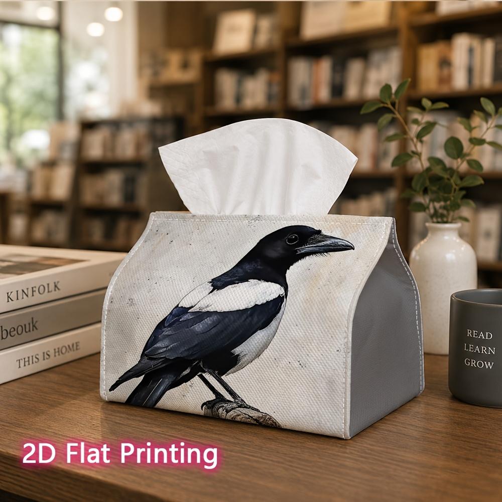 1pc, 2d Flat Printing, Tissue Box Magpie and Bird Pattern Printed Tissue Box, Suitable for Home, Kitchen, and Car Decoration, Tissue Dispenser, Ideal