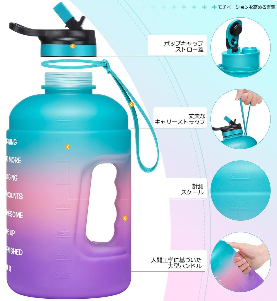 Бутылка для воды с большой широкой прямой удобной для использования на открытом воздухе розовой шкалой, емкостью, ртом, пить, чистая, портативная, для мальчиков, девочек, детей, взрослых, (зеленый