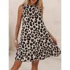 Women's Fashion Summer Spring Leopard Print Sleeveless O-Neck Loose Waistline Casual Dresses