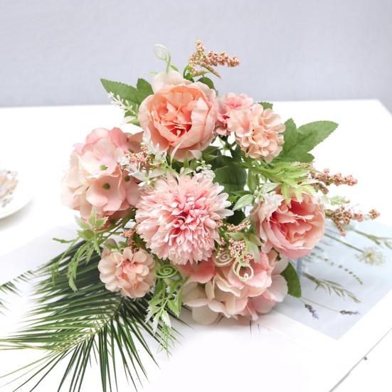 Искусственный пион, неувядающий, винтажный, на длинном стебле, реквизит для фото, гортензия, искусственное растение