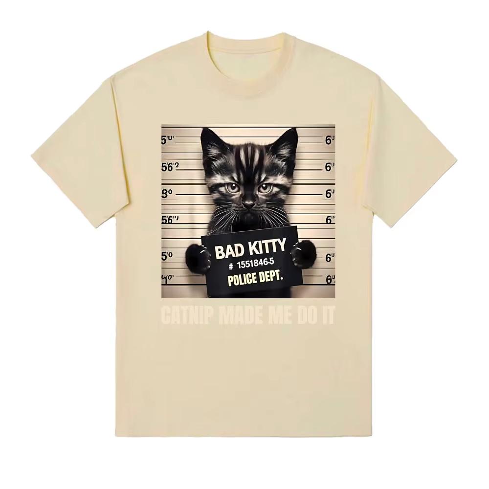 Mugshot for Cat Lover Cat Mom Cat Dad Graphic Tee Shirt Unisex Women Short Sleeve pure Cotton T Shirts Fashion Gothic Streetwear