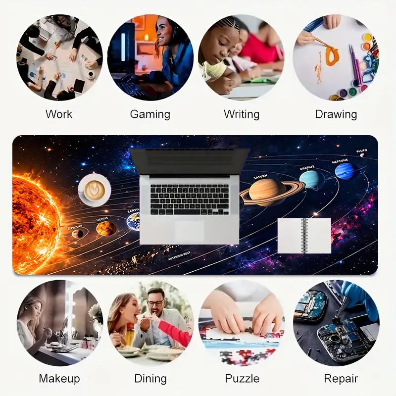 1Pc Solar System Journey Gaming Mouse Pad Keyboard Desk Mat Non-slip Rubber Lock Edge Waterproof Computer Mousepad for Office Home Decor Y1740