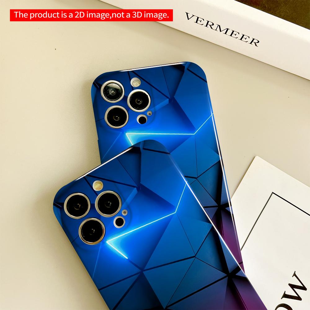 2DFlat Neon Geometric Wall Design Phone Case All inclusive film hard phone case, compatible with iPhone 18 Pro Max 17 16 15 14 13 12 11