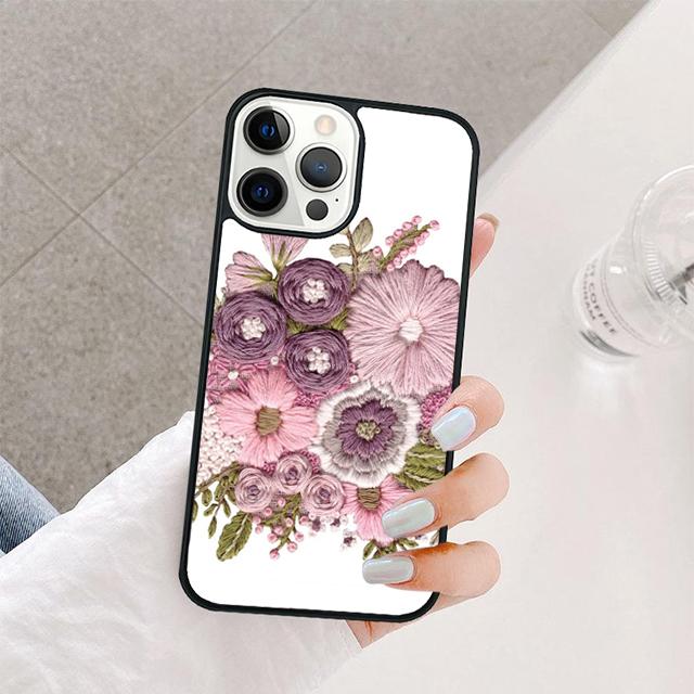 Вышивка Цветы Чехлы для Мобильного Телефона Чехол Для iPhone 17 Air 16e 15 14 12 13 11 Pro MAX apple Plus Coque