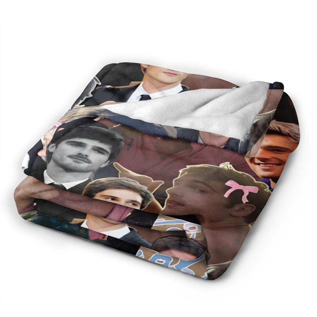 Jacob Elordi Actor Photo Collage Blanket Camping Flannel Bedding Throws For Living Room Warm Soft Bedspread Birthday Present
