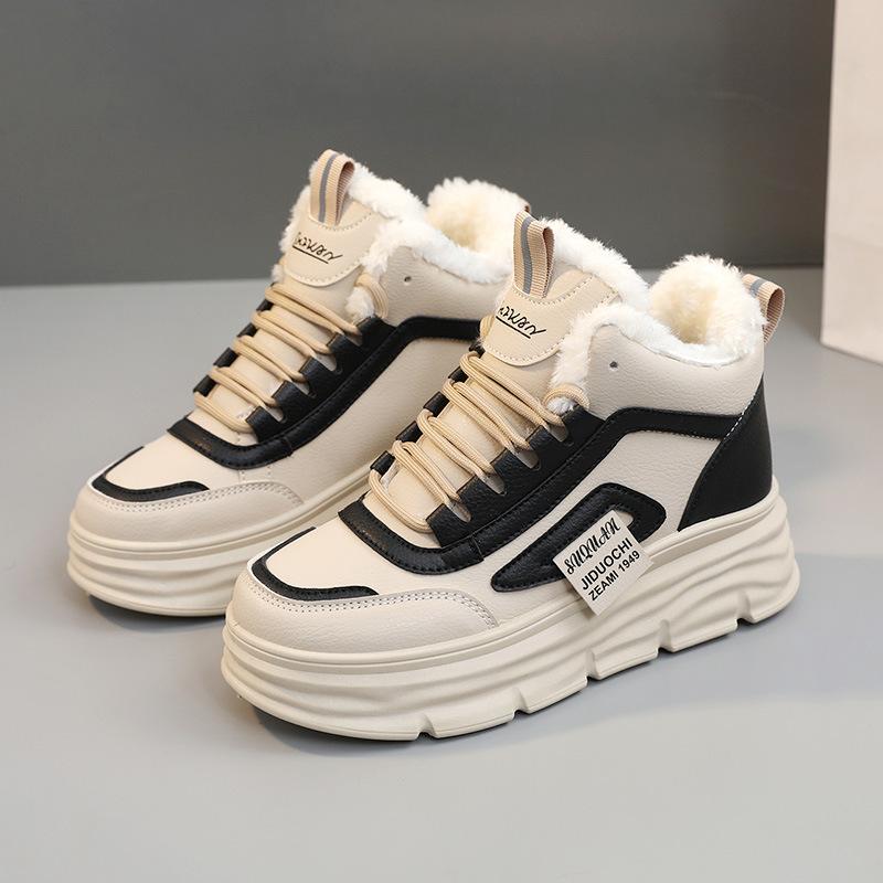 Зимние новые теплые повседневные туфли на толстой подошве с защитой от скольжения для женщин с бархатом в тренде Zapatos Mujer