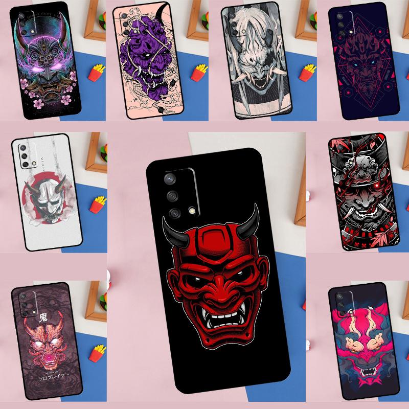 Oni Hannya Demon Mask Case For Oppo A18 A38 A58 A78 A98 A74 A94 A54 A40 A60 A80 A16 A76 A96 A15 A57S A17 A77 Cover