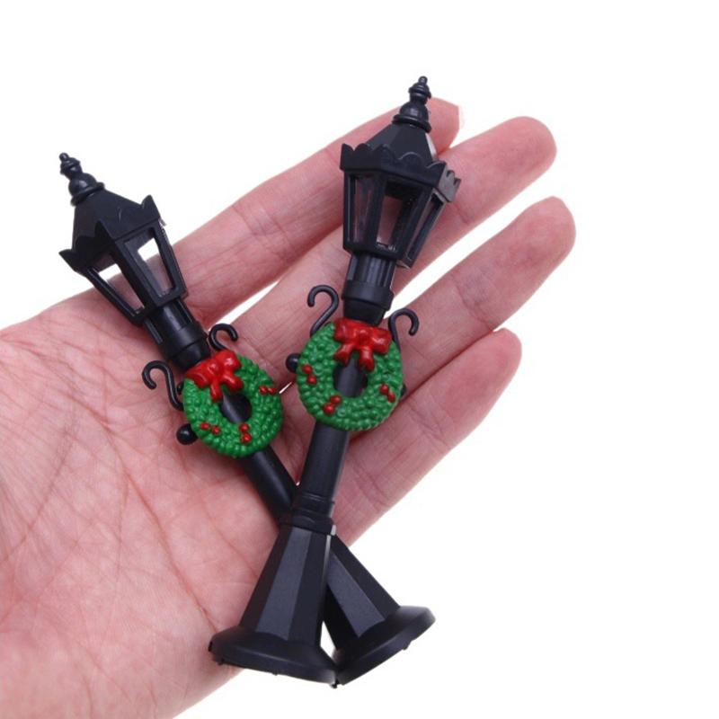 1:12 кукольных домиков, рождественская сцена, уличный фонарь, модель уличного освещения, кукольный рождественский декор, микропейзаж, украшения для сада фей