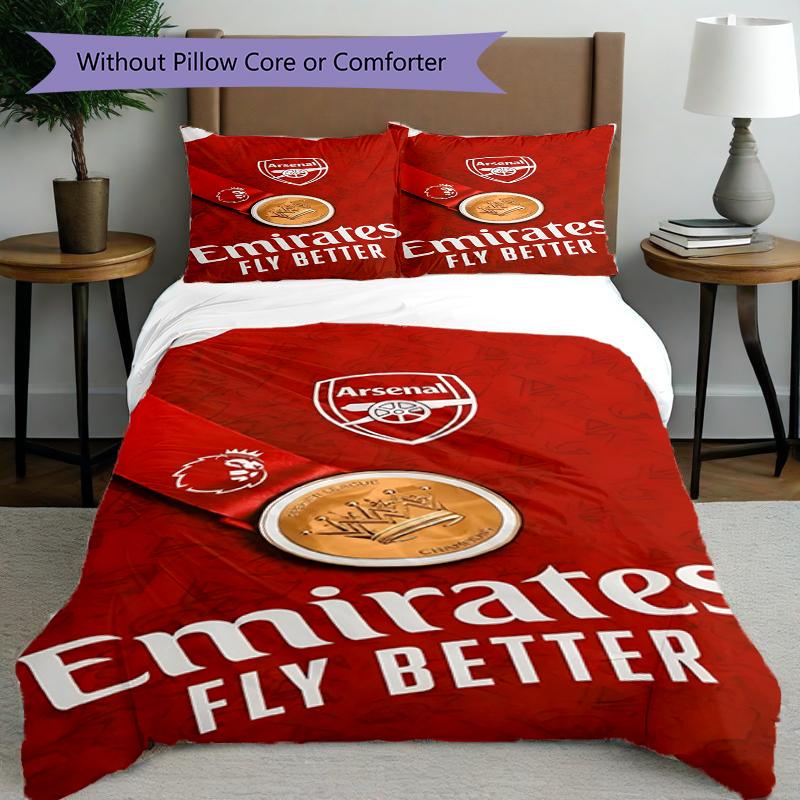 3pcs Duvet Cover Set (1*Duvet Cover + 2*Pillowcase, Without Core),football team.C Print Bedding Set, Bedroom Decor, All‑Season, Birthday Gift