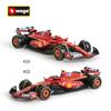 Ббураго 1:43 Ferrari SF24 2024 Гран-при Майами Формула-1 Гоночный автомобиль Статическая симуляция Литье под давлением Сплав Модель автомобиля Акриловая коробка