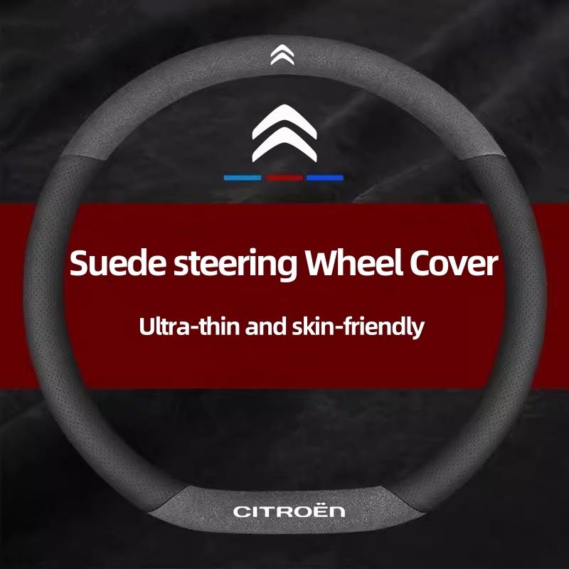 For Citroen C1 C2 C3 C4 C5 C6 VTS DS3 Xsara C-Crosser Berlingo Jumpy Breathable Suede Car Steering Wheel Cover Auto Accessories