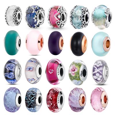 Новое поступление, новинка, стерлинговое серебро 925 пробы, красочные блестящие и звезды из муранского стекла, подвески, бусины, пригодные для браслета, браслет Diy, женские ювелирные изделия