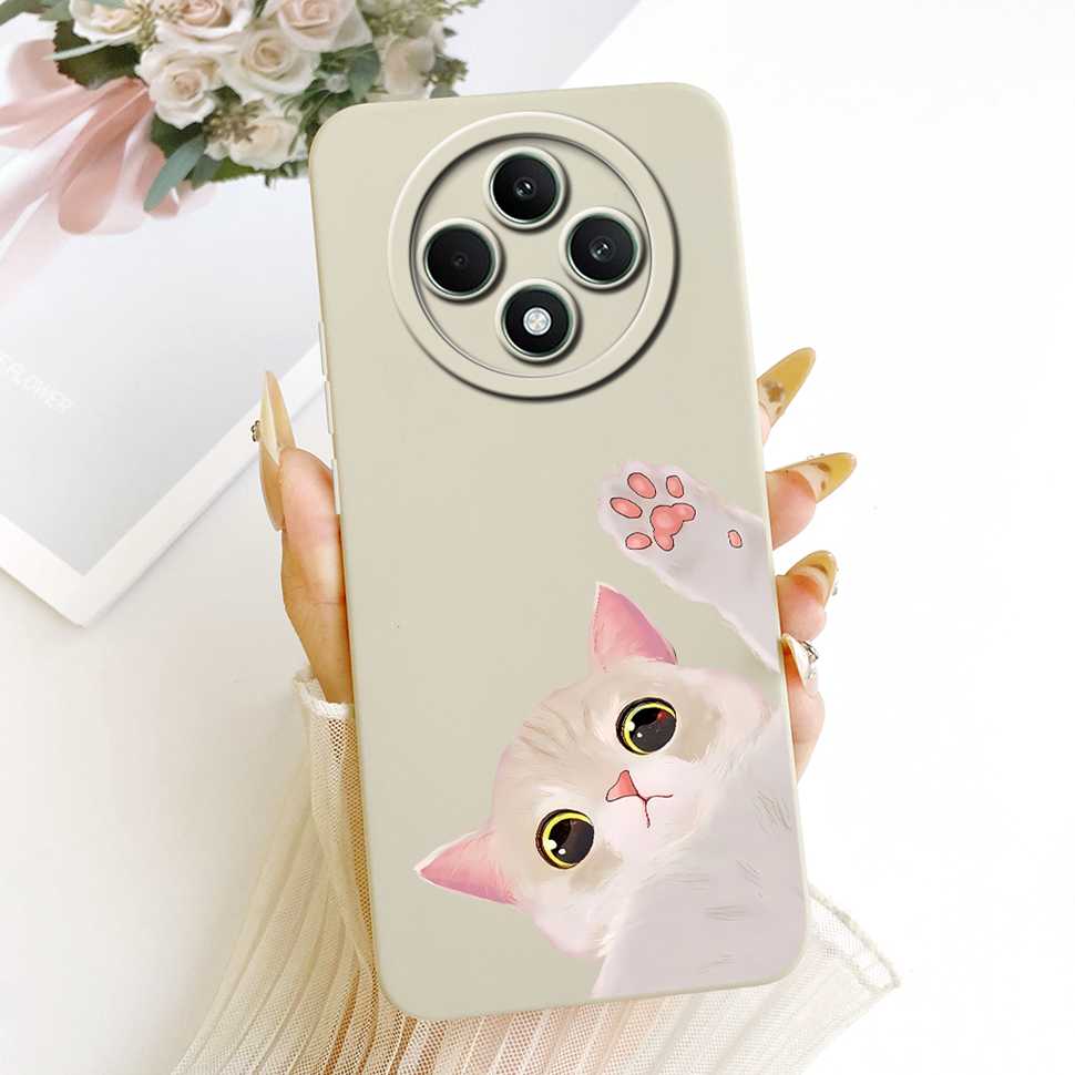Чехол для OPPO Reno 12F 5G Прозрачный Милый Кот OPPO Reno12 F Reno12F Reno 12 F 5G CPH2637 Ударопрочный Мягкий Чехол для Телефона Полная Защита