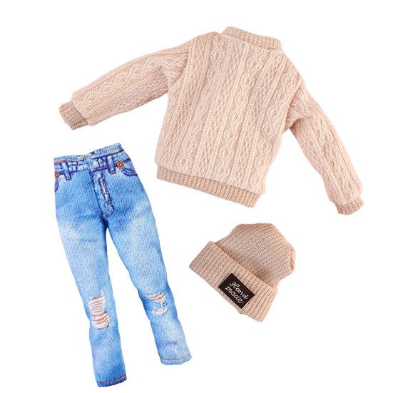 Кукольная одежда, модный мини-компактный свитер с длинными рукавами, декоративная ткань для куклы, 11-дюймовый кукольный костюм со шляпой, подарок