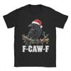 Leisure Funny Gothic Christmas Crow Black Bird Santa Hat T-Shirts Men Crew Neck Cotton T Shirt Short Sleeve Tees Summer Clothes