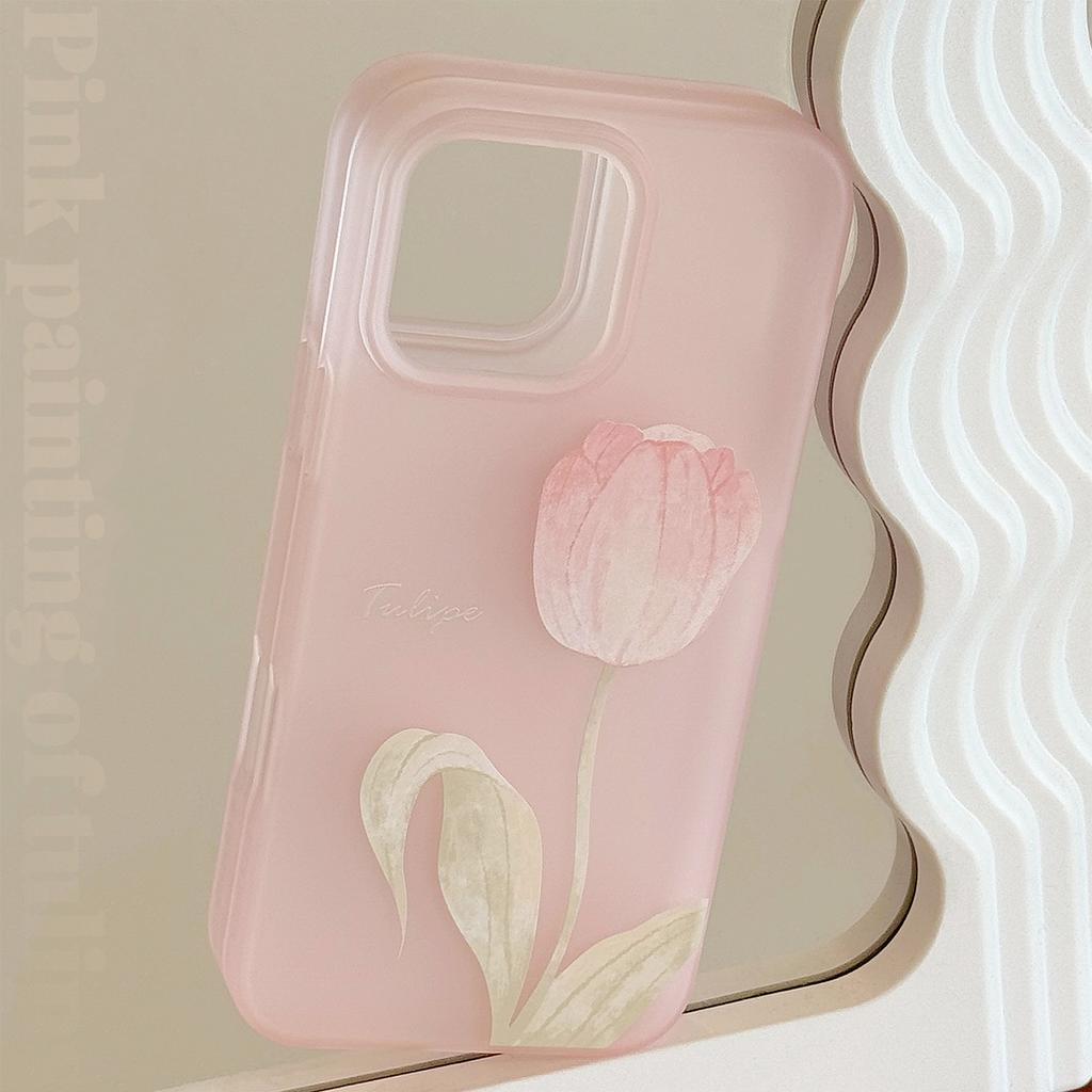 Beautiful and Suitable for Apple 16 Mobile Phone Case 17promax Gentle Powder Tulip Iphone1513 Silicone 11