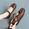 Fashion Women's Wedge Shoes Ankle Strap Casual Flat Shoes Work Office Pumps Comfortable Soft Leather Shallow Mouth Mom Shoes Elegant