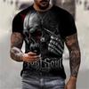 Мужская летняя новая футболка с круглым вырезом Terror Skull Графический 3D принт с коротким рукавом Винтаж Повседневная модная мужская уличная одежда