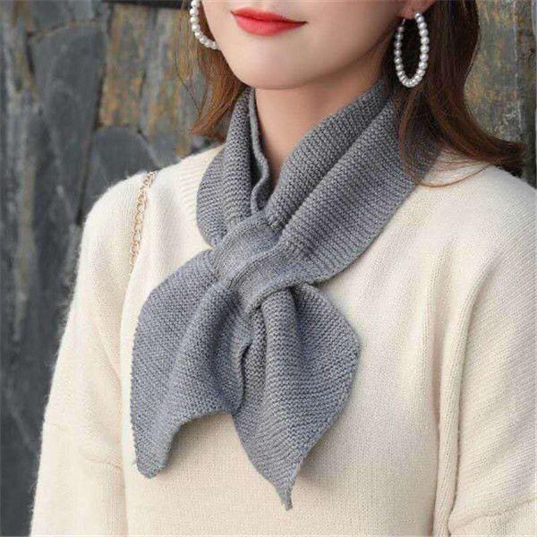 Winter Women's Solid Color Versatile Small Scarf Cross Scarf