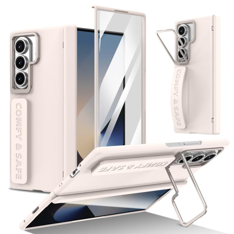 Алюминиевый сплав Складной чехол-защита с шарниром для объектива для Samsung Galaxy Z Fold 8 Ultra 7 6 5 4 3 с пленкой Противопотерянный ремешок на запястье Чехол