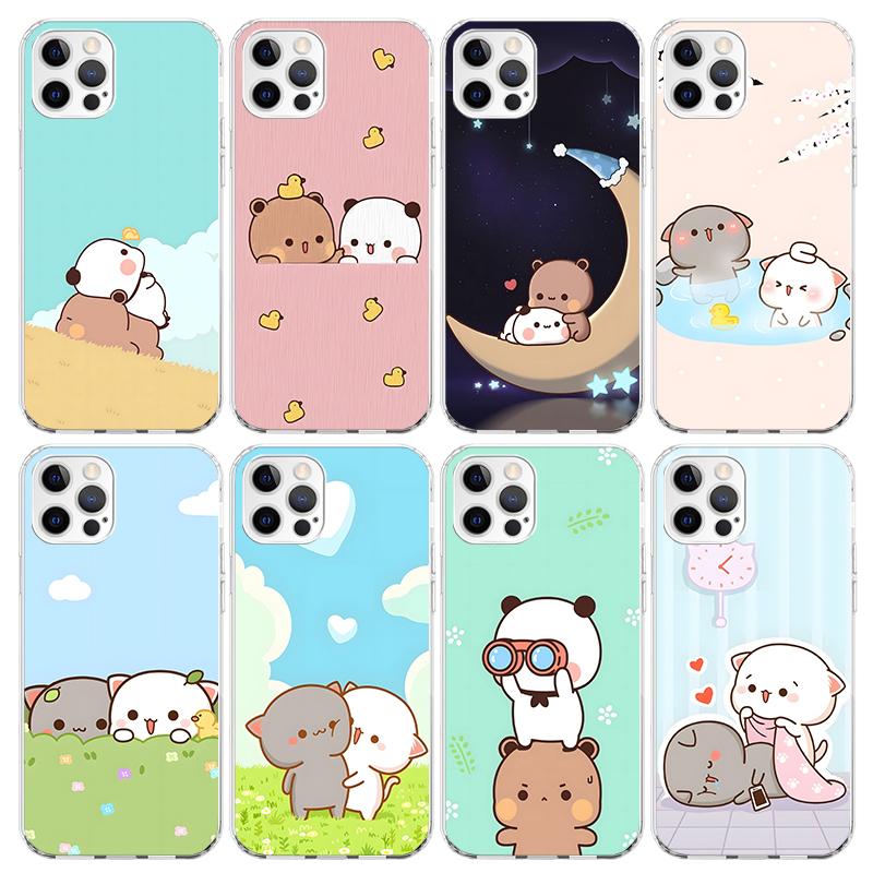 Cute Peach Goma Cat Phone Case For iPhone 17 Air 16 15 Pro Max 14 Plus 13 Mini 12 11 Cover 7 8 SE Silicone Shell Print Fundas 17
