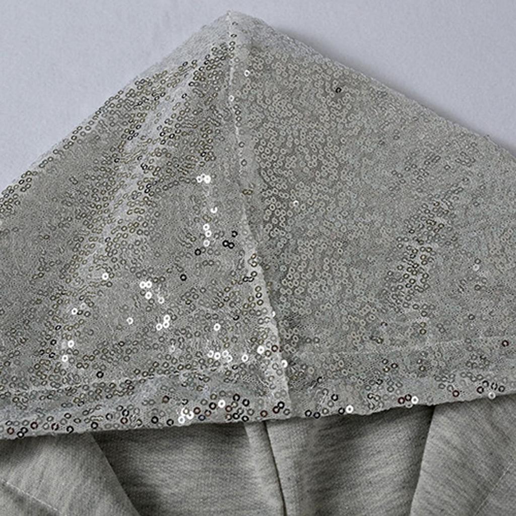 Женская мода с блестками и принтом, свободная толстовка с капюшоном, блузка, толстовка