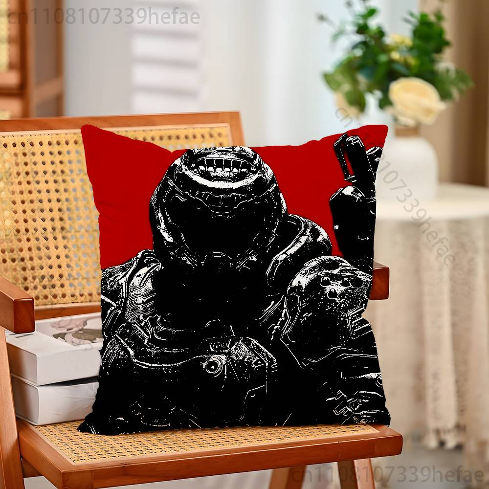 DDoomslayer Game Pillow Case Plush Pillow Cases Home Decoration Pillow Cover for Sofa Bed Chair Living Room