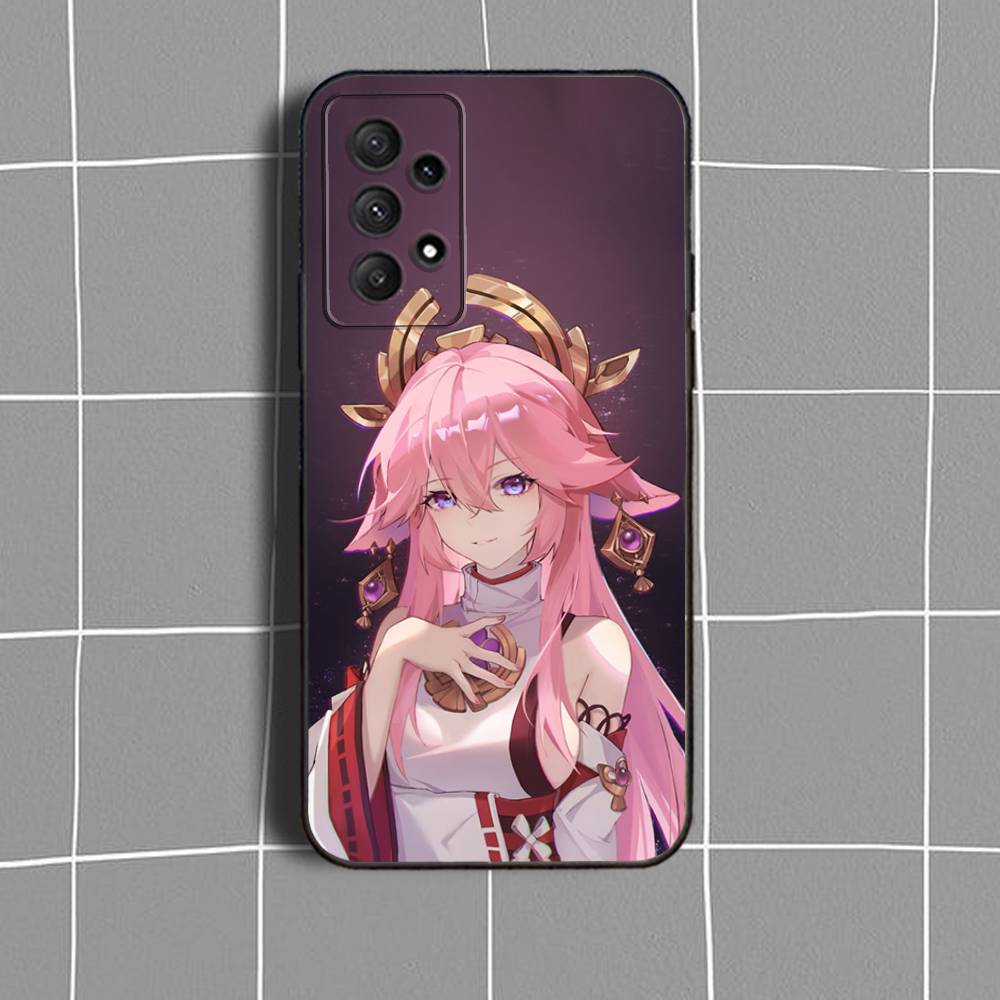 Pink S-Sakura M-Miko Phone Case For Samsung Galaxy A73,31,32,72,41,53,52,71,22,5G,Note,J7,8,9 Soft Black Cover