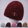Mid-aged Women Winter Hat Flower Applique Decor Dome Knitted Stretchable Beanie Solid Color Brimless Keep Warm Winter Grandmother Mother Cap