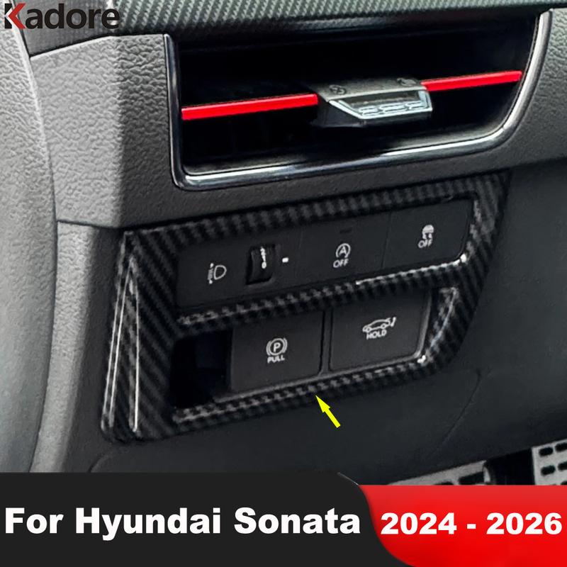 For Hyundai Sonata 2024 2025 2026 Carbon Fiber Car Head Light Lamp Switch Button Panel Cover Trim Inteiror Accessories