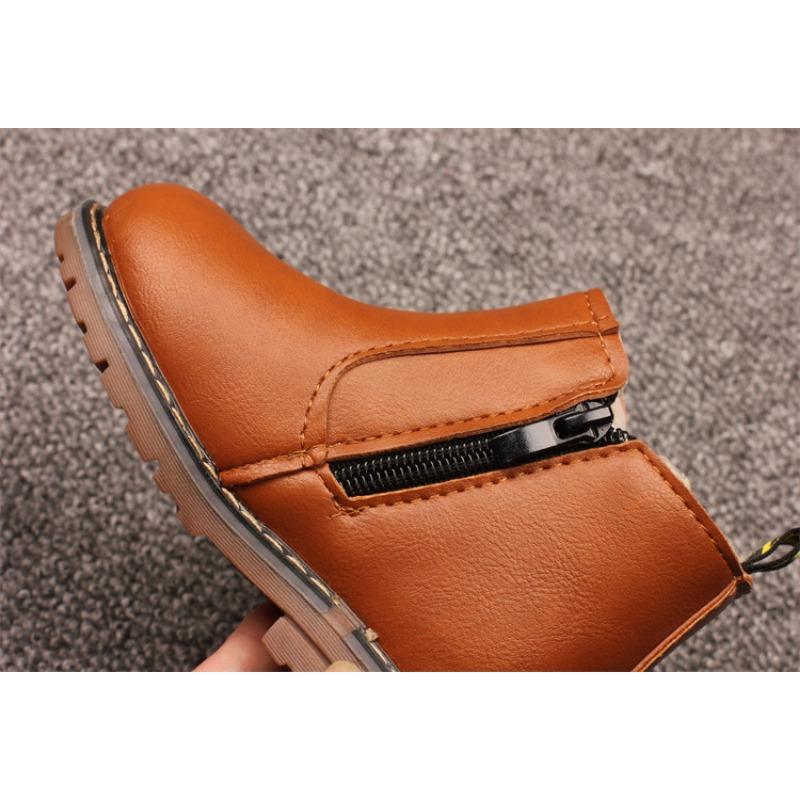 Children's Snow Boots Autumn and Winter New Boys British Style Solid Color Cotton Boots Girls Show Martin Boots