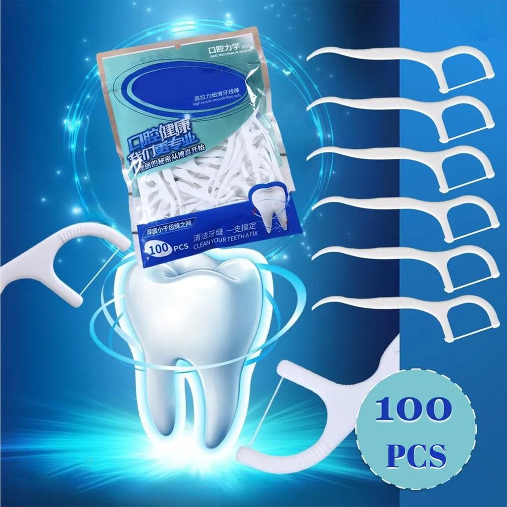 100 шт портативная одноразовая нить для чистки зубов
