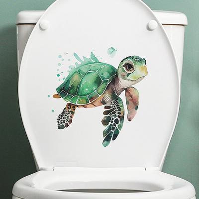 Наклейка на унитаз, съемная самоклеящаяся водостойкая ПВХ гостиная, ванная комната, настенное искусство, украшение для крышки унитаза с животными