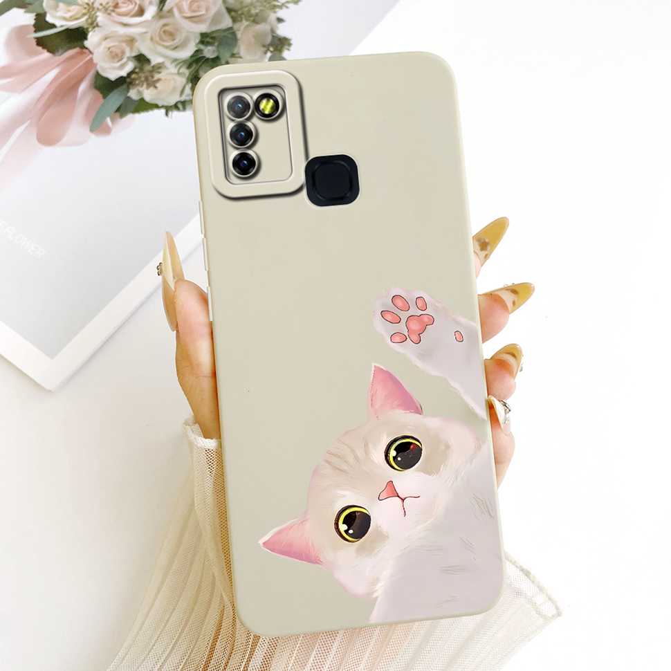 Чехол для Infinix Hot 10 Lite X657B Милый мультяшный принт кошки Силиконовая задняя крышка Чехлы для защиты телефона Infinix Hot 10Lite