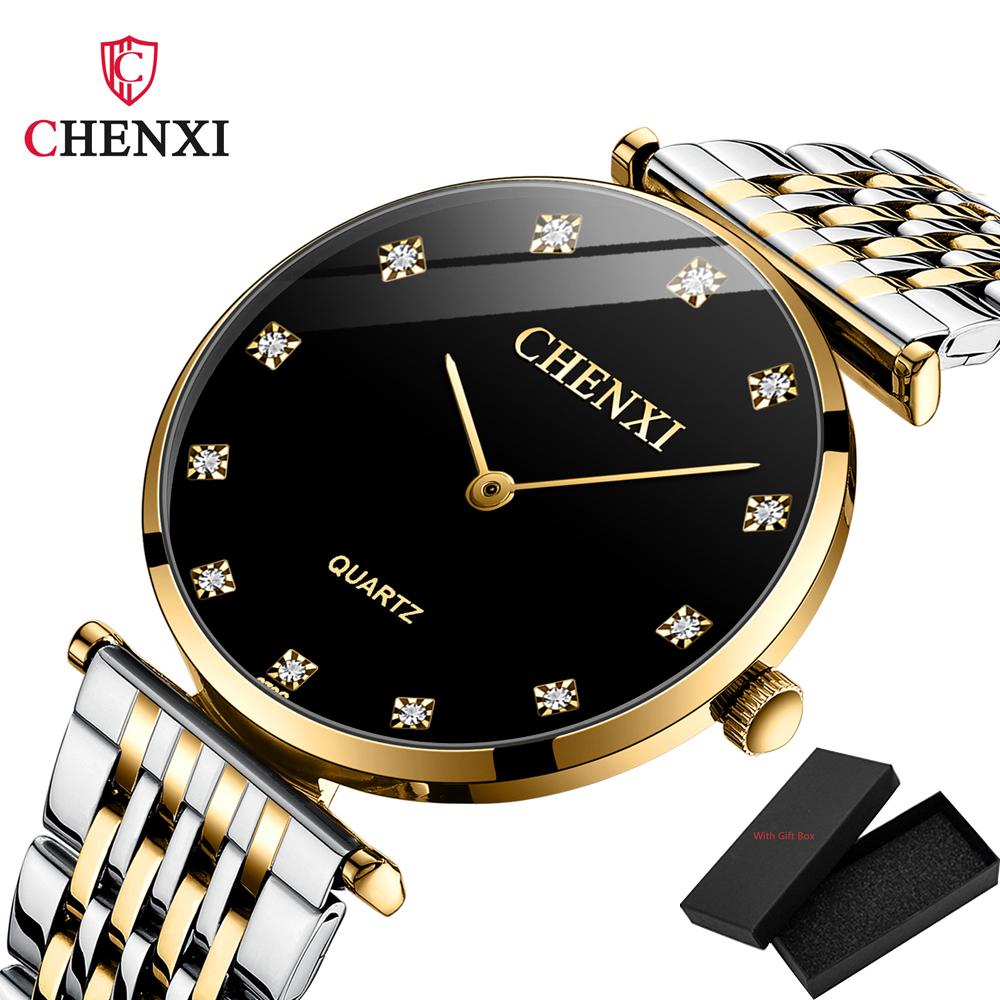 Fashion Chenxi Brand Couple Top Brand Luxury Golden Full Stainless Steel Waterproof Classic Design Quartz Watch Relogio Saat