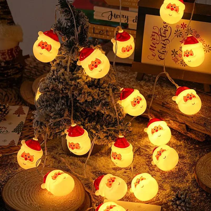 Светодиодные гирлянды Рождественская шапка Снеговик Украшение Светильники Рождественские гирлянды