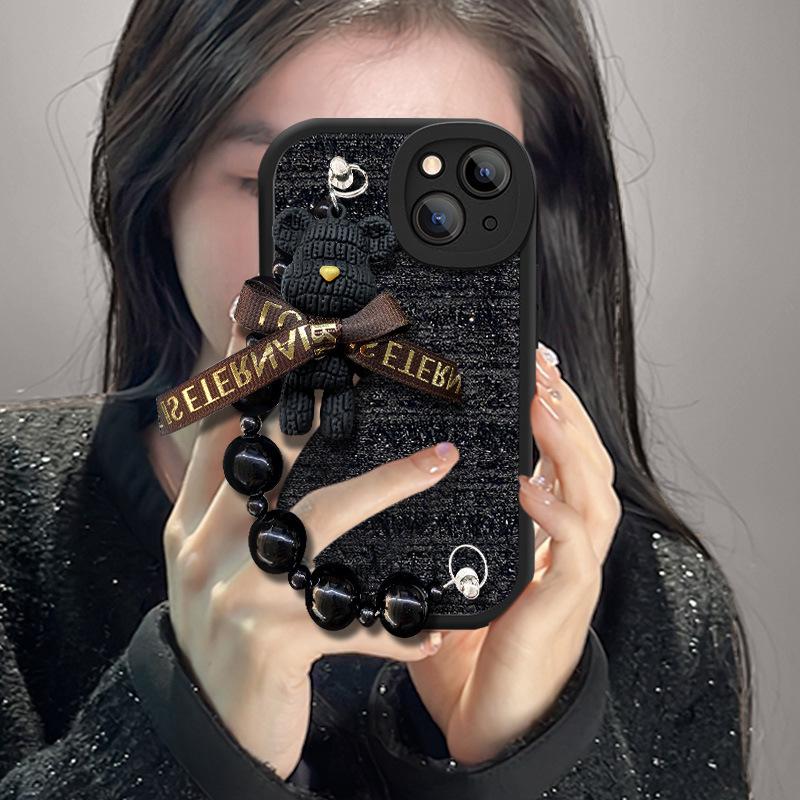 Роскошный текстурированный браслет-медведь для чехла iPhone16 1213, Креативный для Apple 15/14Pro Max