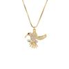 Nidin Shiny Cubic Zirconia Hummingbird Pendant Necklace Crystal Bird Neck Chain Cute Animal Jewelry For Women Party Wedding Gift