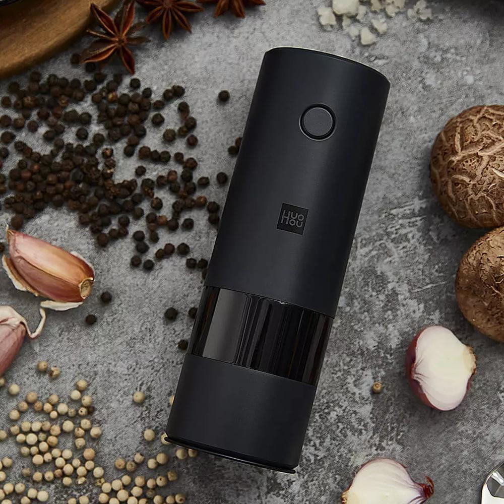 Xiaomi Huohou электрическая автоматическая мельница для перца и соли, светодиодная подсветка, 5 режимов, фарфоровая мельница для перца и специй, фарфоровая мельница для кухни