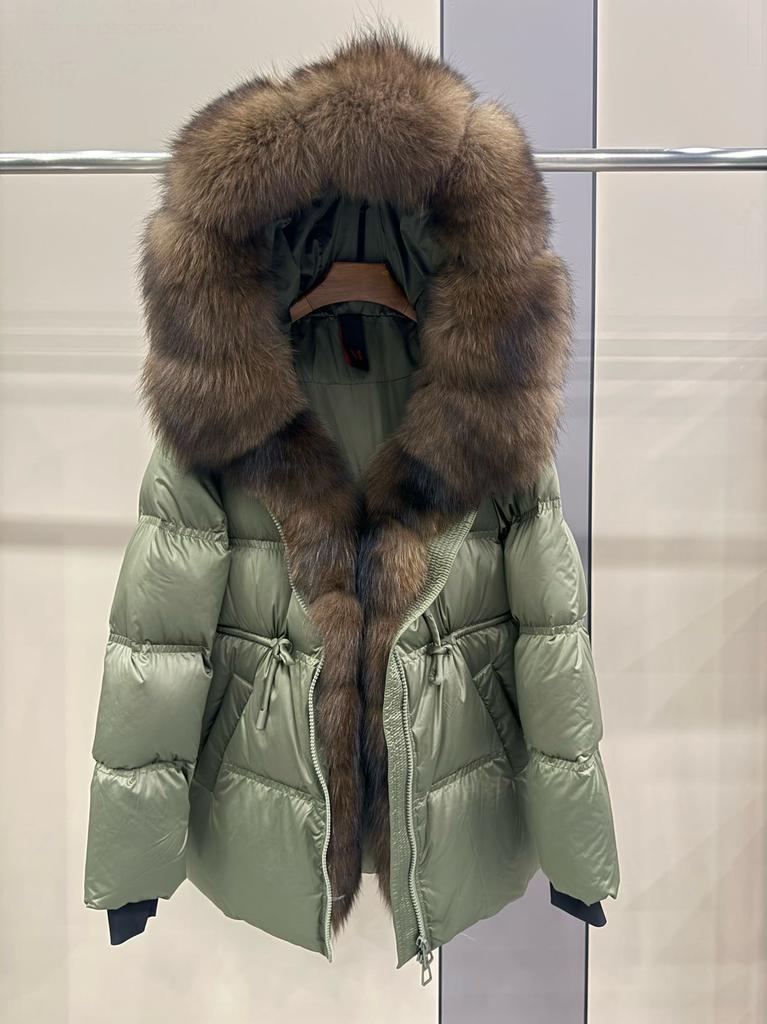 Oversize натуральный настоящий золотой воротник из меха лисы-островитянки высококачественная куртка для глубокой зимы утепленная теплая куртка на гусином пуху средней длины женская