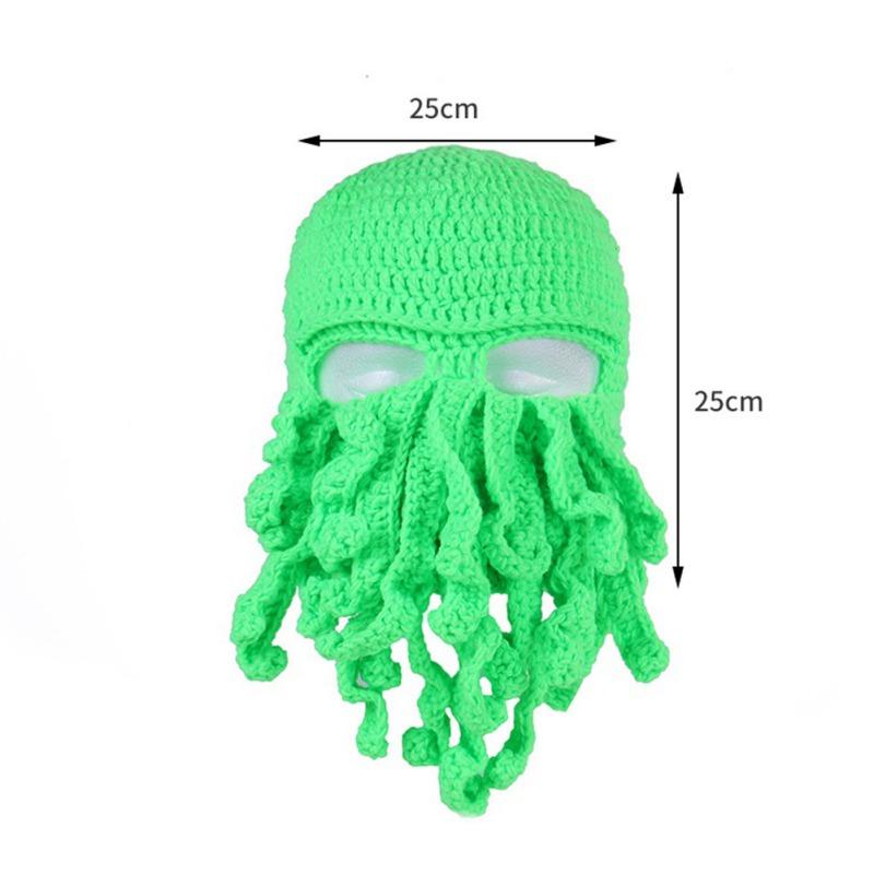 Смешная зимняя теплая шапка с усами осьминога для косплея