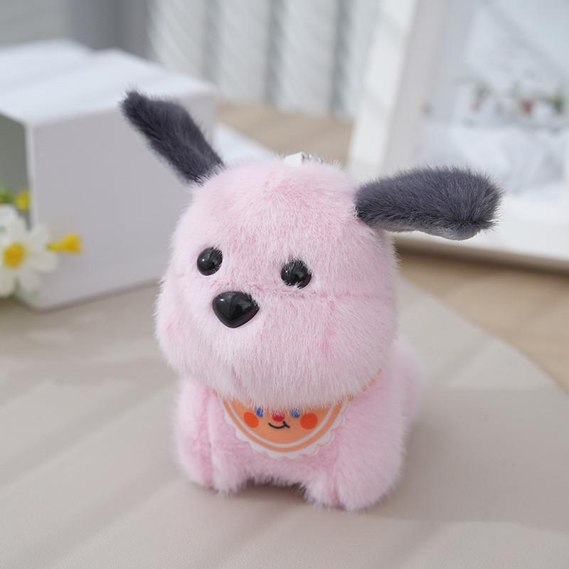 Adorable Cute Plush Dog Pendant Keychain Soft Toy For Bags And Dolls In Pink Beige And Cream
