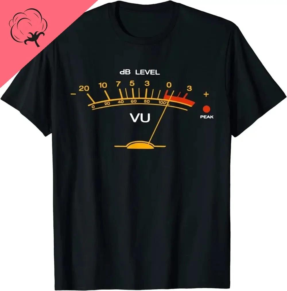 Vintage VU Meter Sound Engineer Analog Electronic O-Neck Cotton T Shirt Men Audio Engineer Recording Studio Funny Tshits Men Top