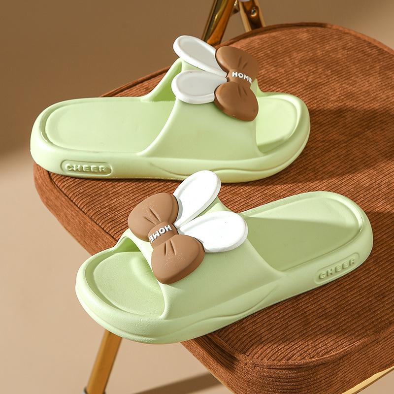 Женские летние тапочки для дома с бантом, однотонные, повседневные, мягкие, с плоской подошвой, нескользящие, тапочки для ванной комнаты 36-41